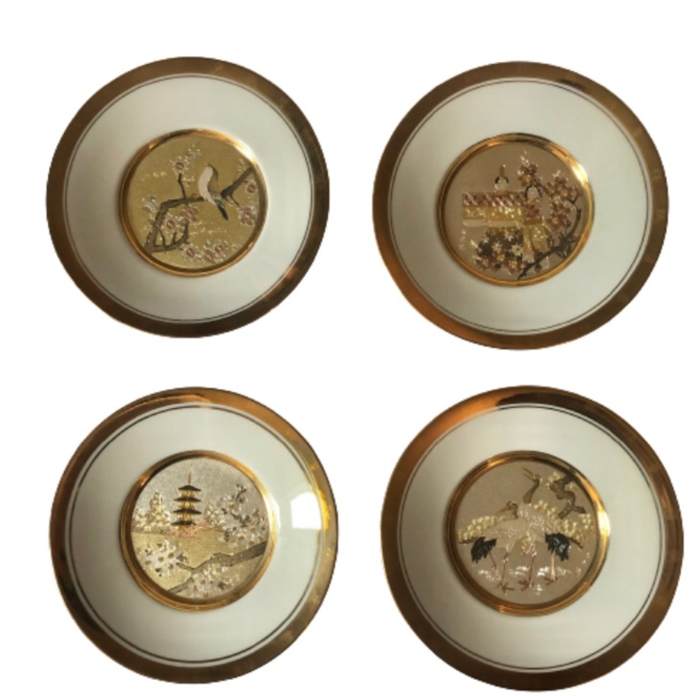 The Hamilton Collection -The Japanese Floral Calendar CHOKIN Set of 4.